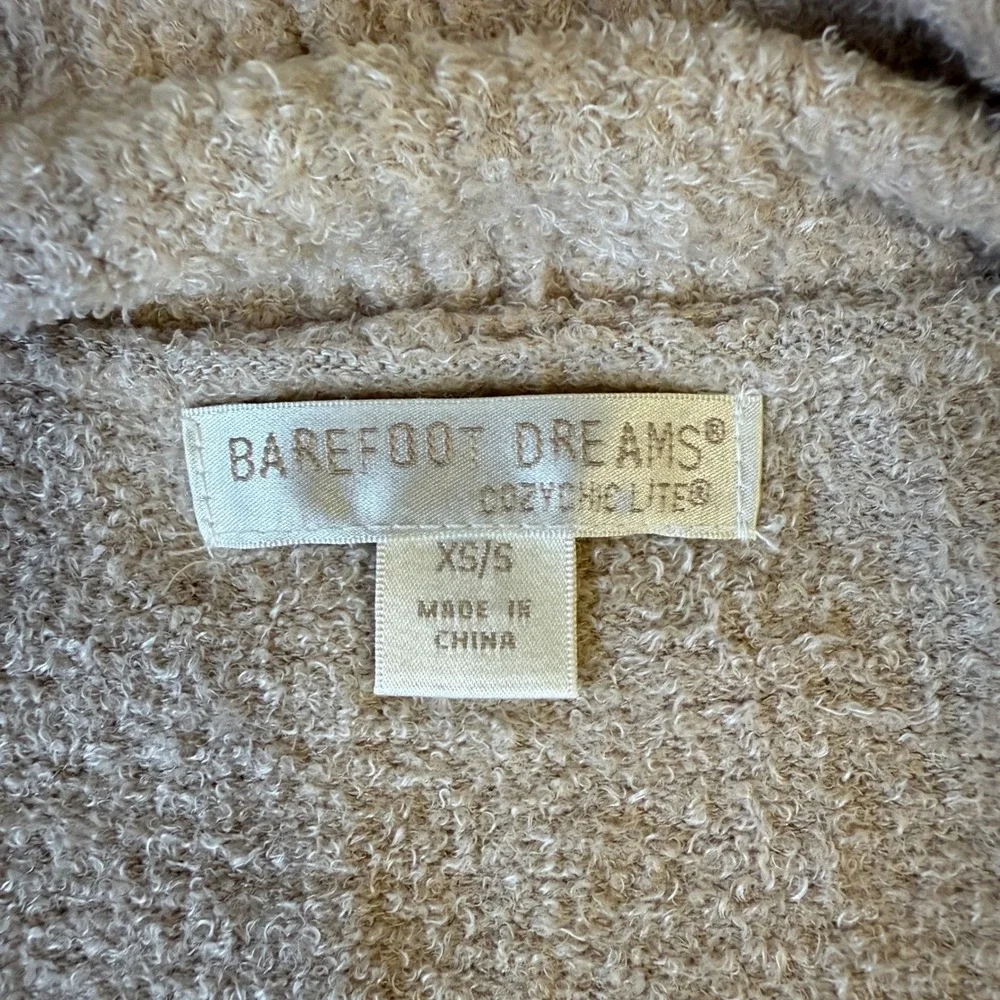 Barefoot Dreams CozyChic Lite Cardigan Shawl Collar Pockets Tan XS S - Picture 6 of 7